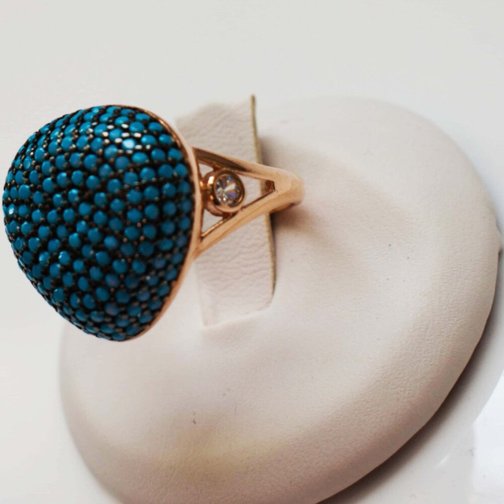 Sterling Silver Turquoise Crystal Ring - Picture 11 of 12